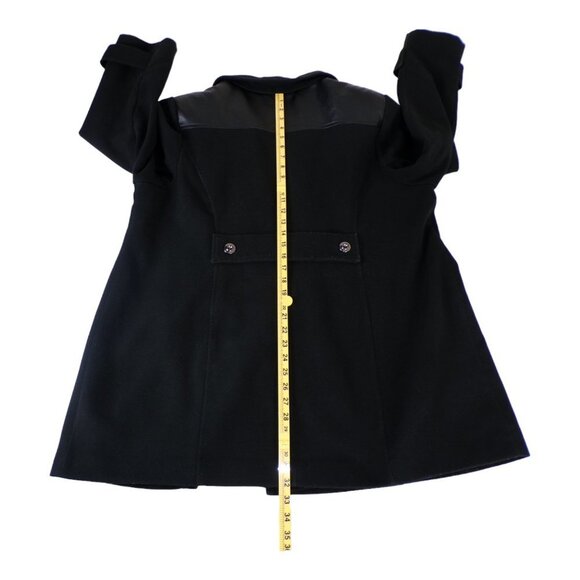 Catherine's Faux Wool Double Breasted Long Pea Coat Faux Leather Trim 1X #973 - Picture 6 of 15